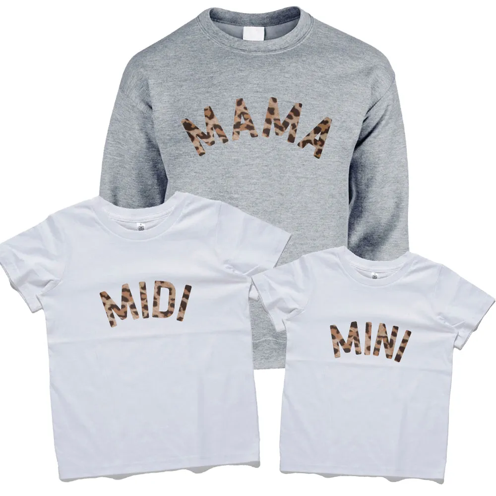 Mama, Midi & Mini Leopard Matching Tops baby bump outfits discount