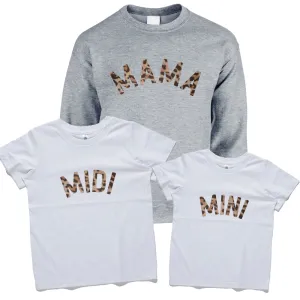 Mama, Midi & Mini Leopard Matching Tops baby bump outfits discount