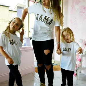 Mama, Midi & Mini Leopard Matching White T-Shirts nursing tops best deals