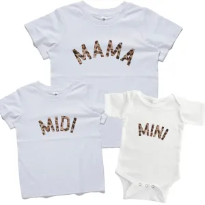 Mama, Midi & Mini Leopard Matching White Tops/Baby Vest maternity leggings online
