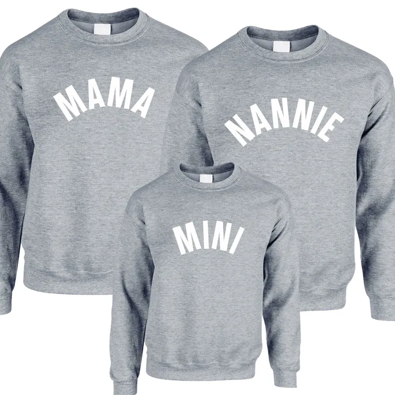 Mama, Nannie & Mini Basic Mum & Kid Matching Heather Grey Sweatshirts (MRK X) discount mum dresses