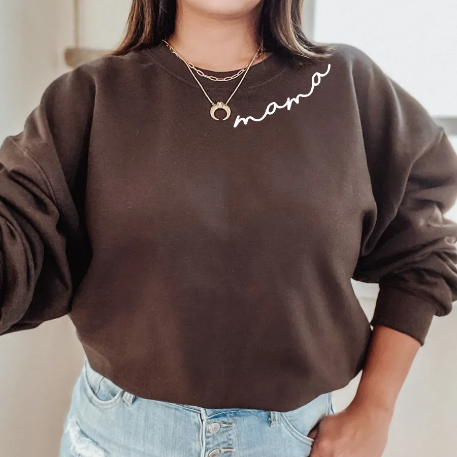 Mama Neck Slogan Crew Sweatshirt