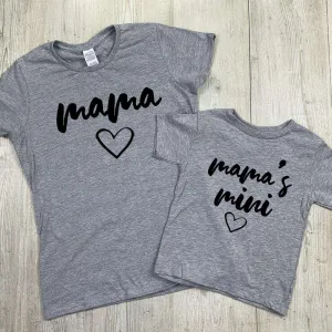 Mama/Mamas Mini Mum & Kid Matching Grey Tees (MRK X) maternity leggings online
