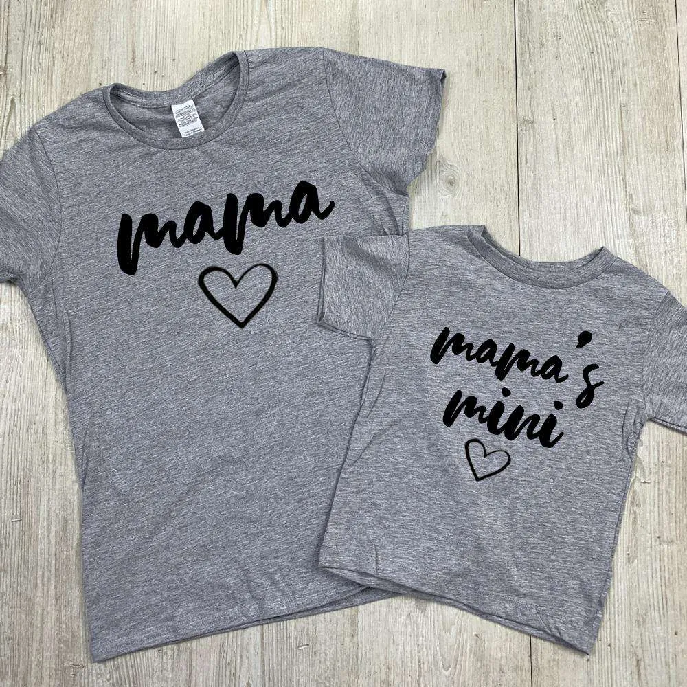 Mama/Mamas Mini Mum & Kid Matching Grey Tees (MRK X) maternity leggings online