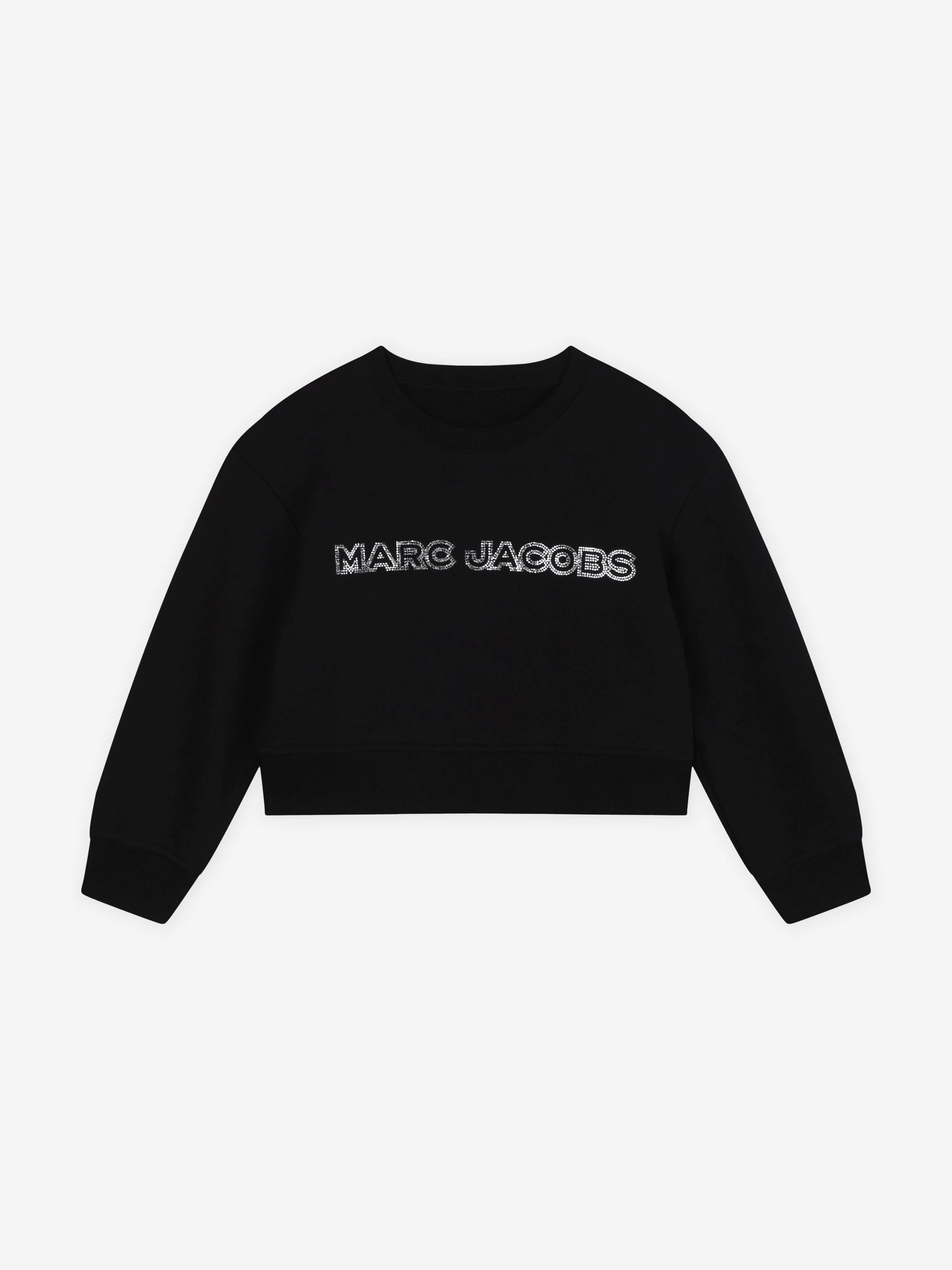 MARC JACOBS Girls Diamante Logo Cropped Sweatshirt in Schwarz