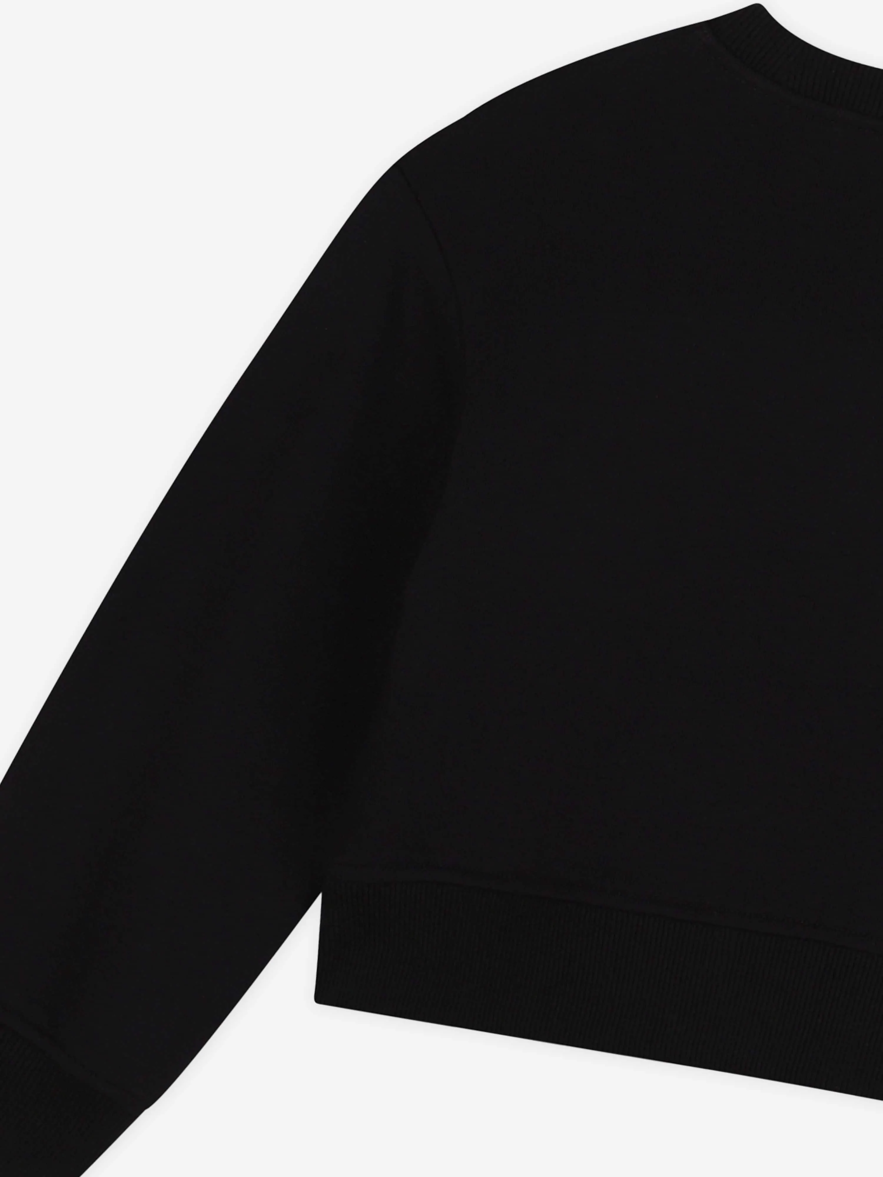 MARC JACOBS Girls Diamante Logo Cropped Sweatshirt in Schwarz