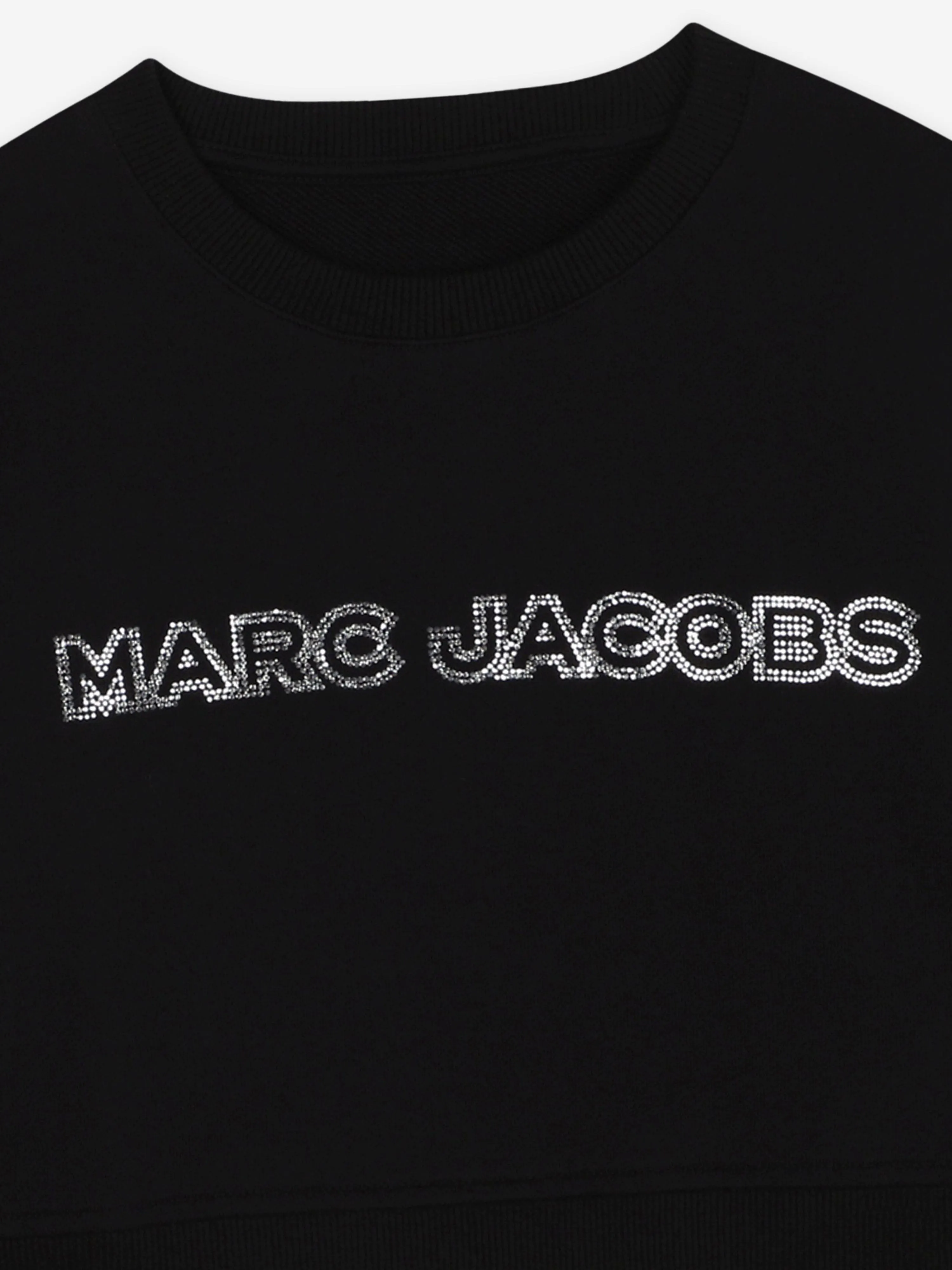 MARC JACOBS Girls Diamante Logo Cropped Sweatshirt in Schwarz