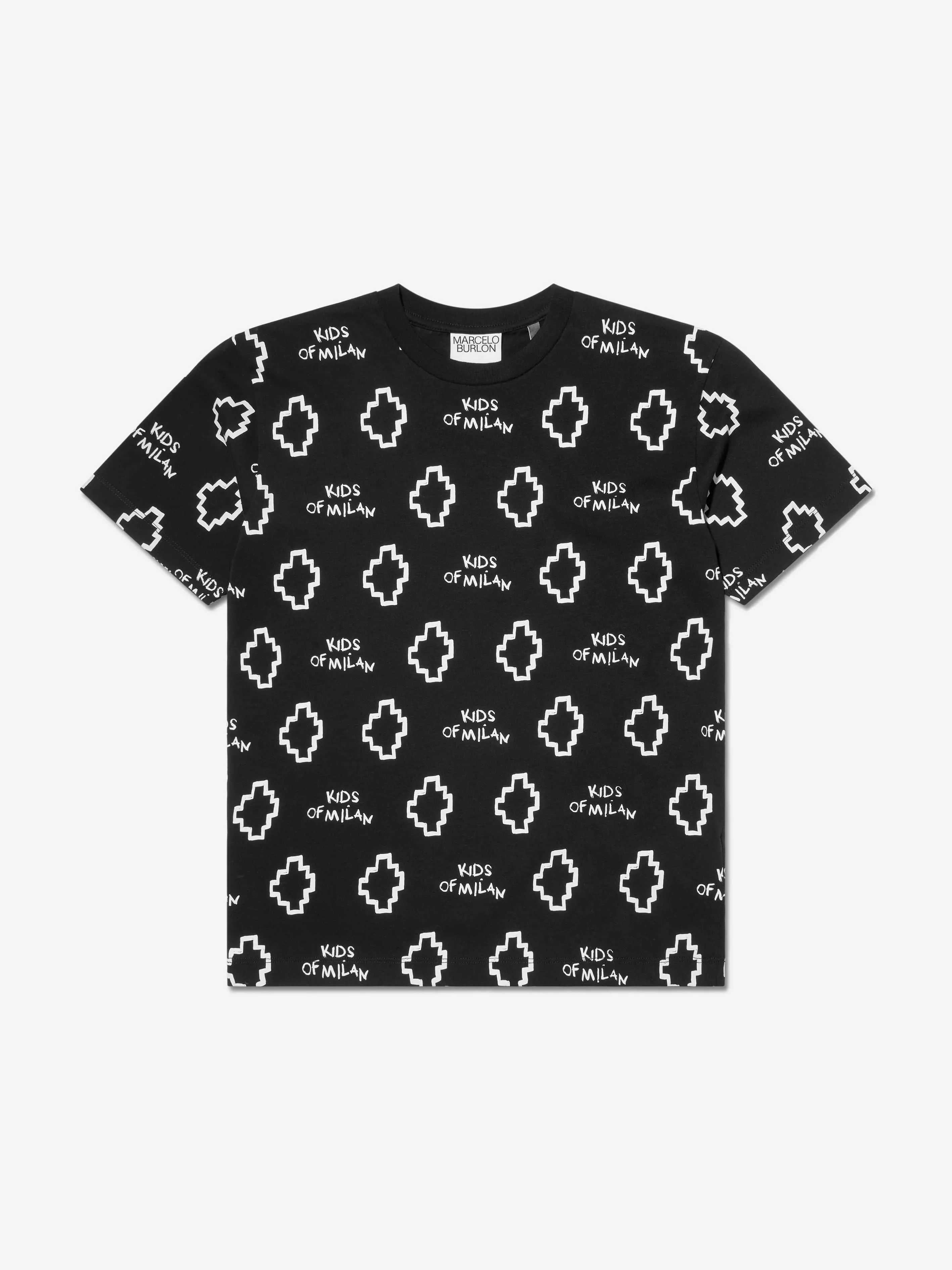 Marcelo Burlon Jungen Baumwoll Kurzarm Logo T-Shirt