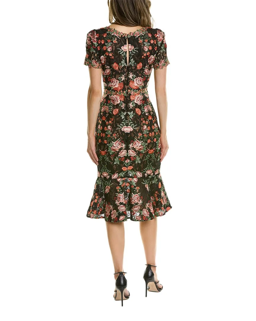 Marchesa Notte Floral Midi Dress
