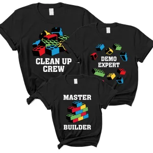 Master Builder & Cleanup Crew Family Matching T-Shirts discount mum dresses