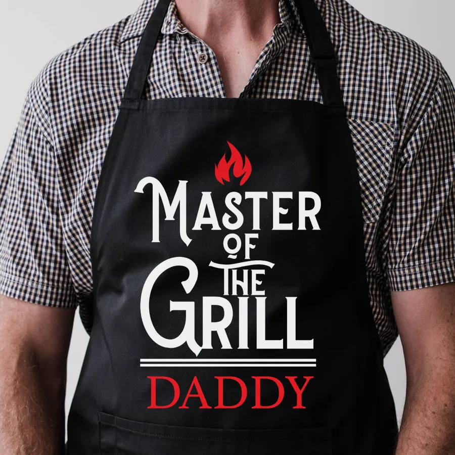 Master Of The Grill- Daddy Pocket Apron- Black mens dad clothes online