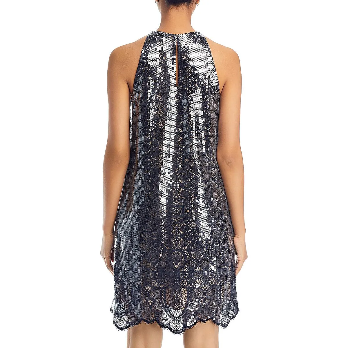 MAYA Womens Sequined Lace Overlay Cocktail And Party Dress
