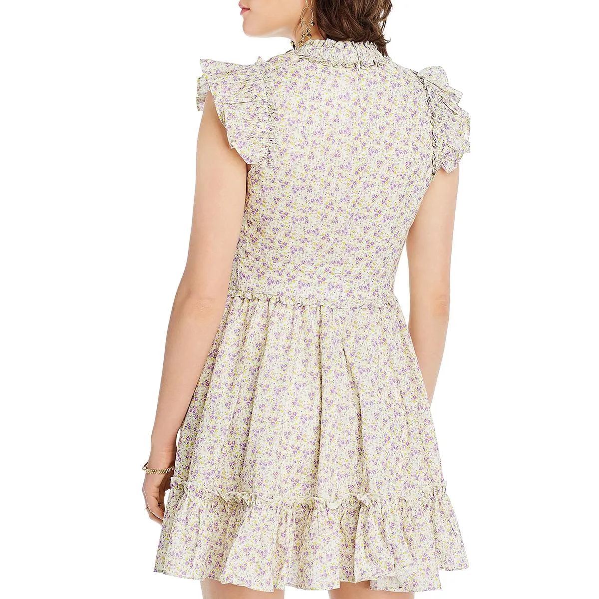 Melissa Womens Floral Ruffle Mini Dress