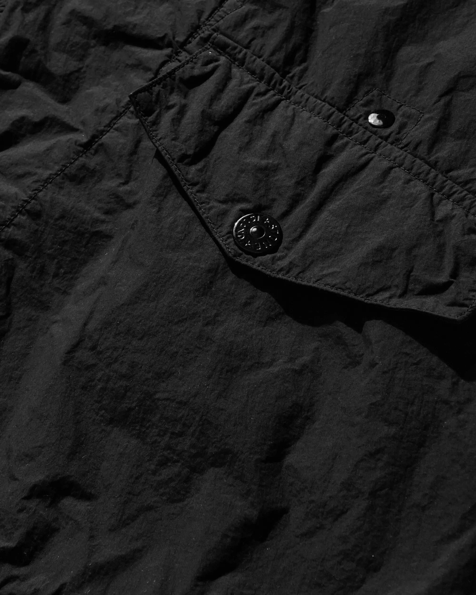 Herren Ghost Piece Nylon Smerigliato Kapuzenjacke Schwarz