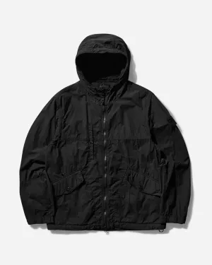 Herren Ghost Piece Nylon Smerigliato Kapuzenjacke Schwarz