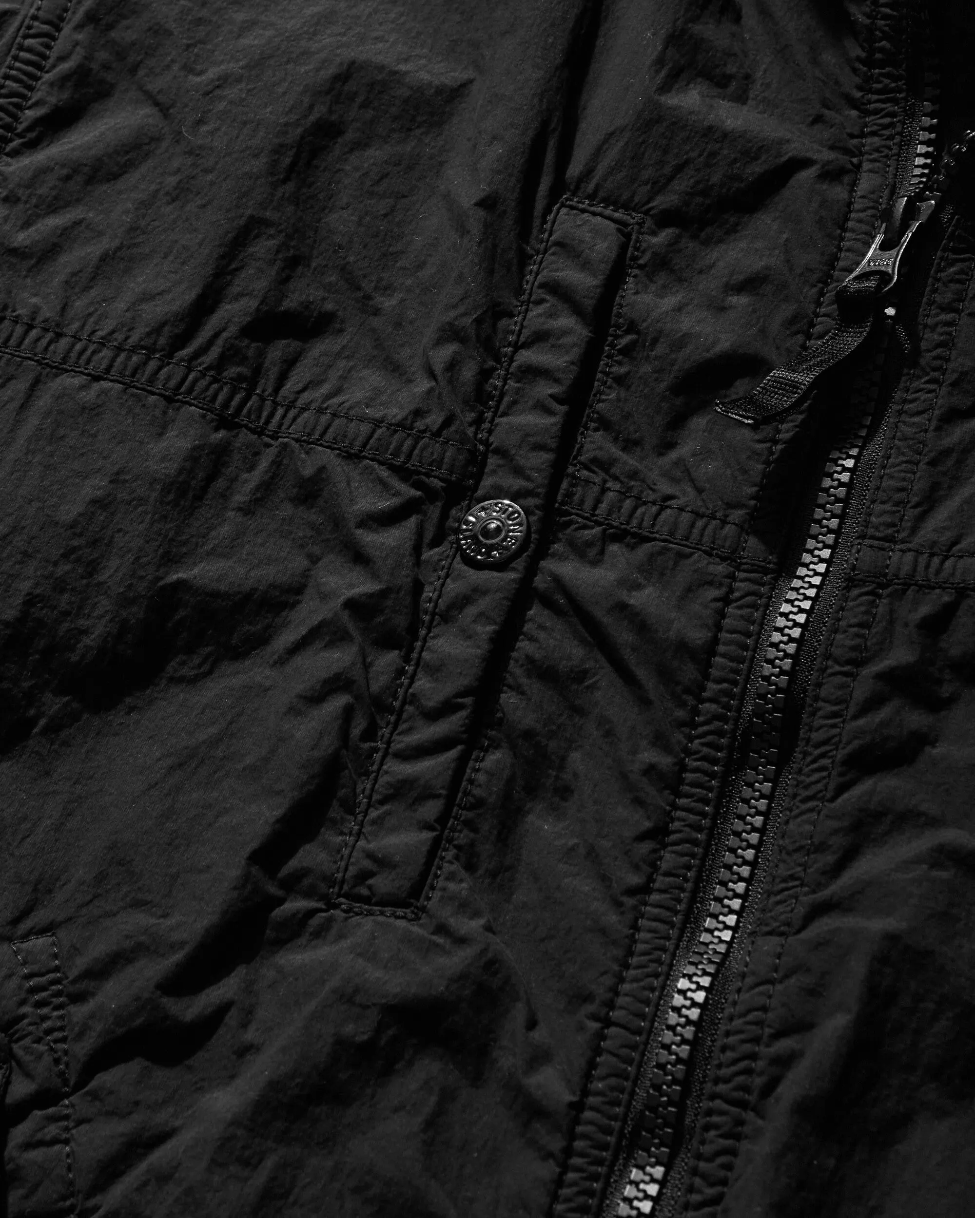 Herren Ghost Piece Nylon Smerigliato Kapuzenjacke Schwarz