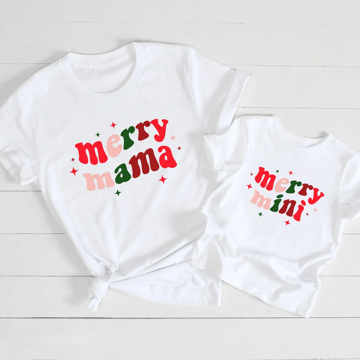 Merry Mama & Merry Mini Matching Christmas T-Shirts baby bump outfits discount