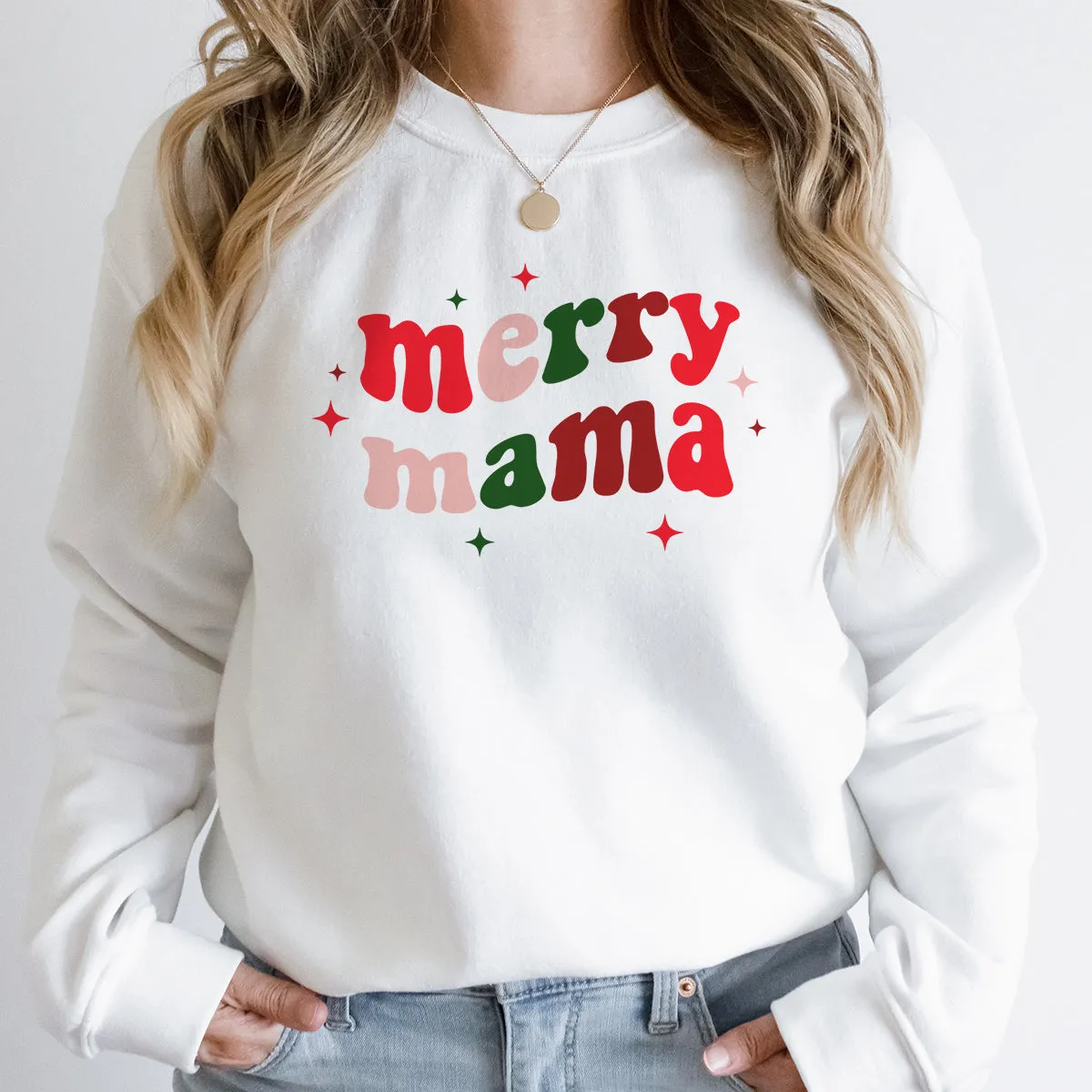 Merry Mama Christmas Sweatshirt mum jeans promo
