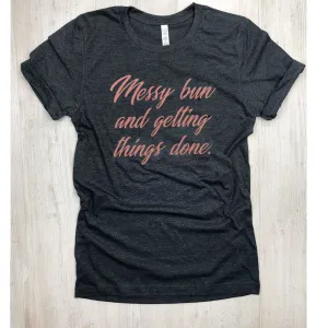 Messy Bun Womens Storm/Rose Crew Tee (MRK X) mum blouses clearance
