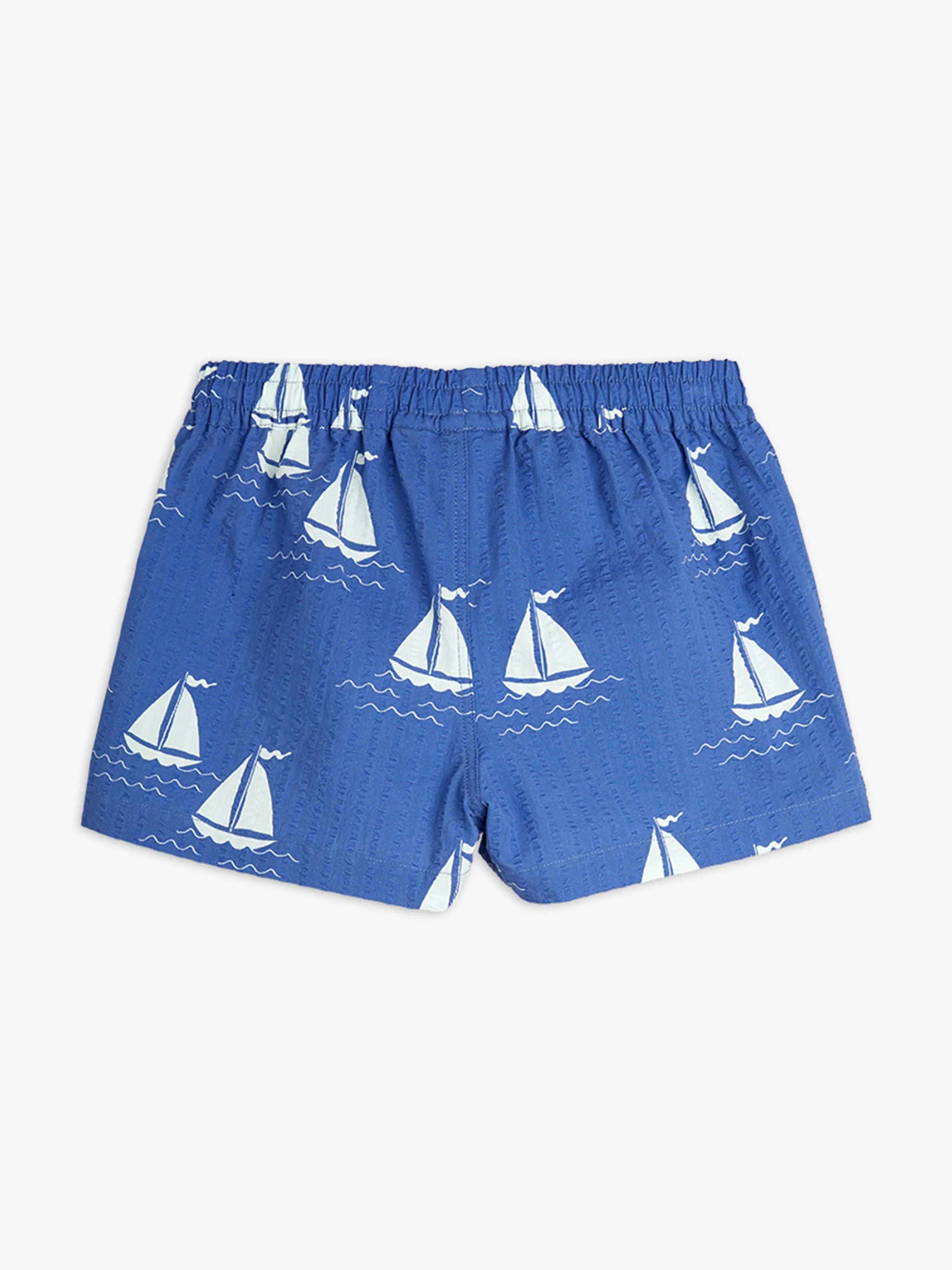 Mini Rodini Jungen Segelboote AOP Shorts in Blau