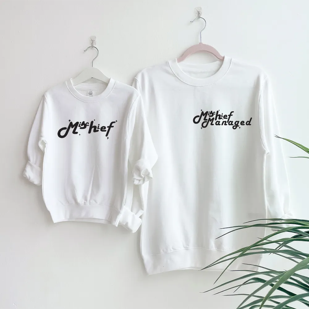 Mischief and Mischief Managed Matching Mum and Kid Sweatshirts