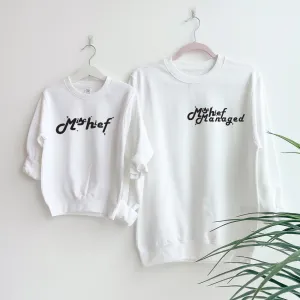 Mischief and Mischief Managed Matching Mum and Kid Sweatshirts mum jeans promo