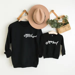 Mischief and Mischief Managed Matching Mum and Kid Sweatshirts mum jeans promo