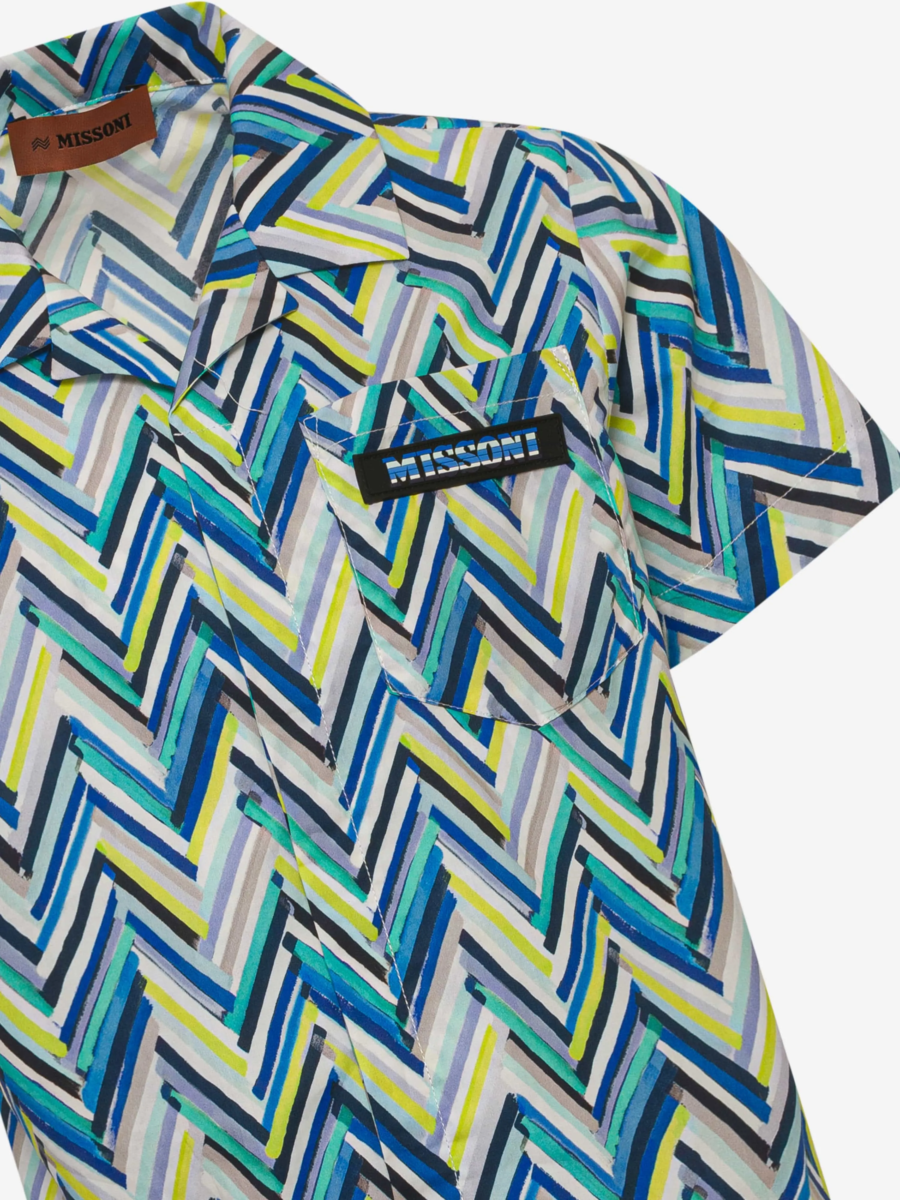 Missoni Boys Zickzack Strandhemd in Blau
