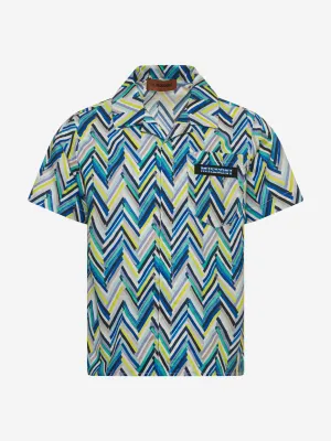 Missoni Boys Zickzack Strandhemd in Blau