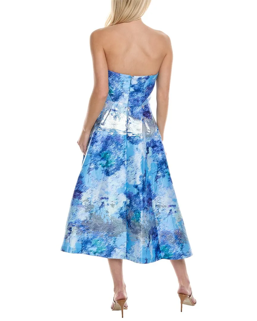 ML Monique Lhuillier Violet Jacquard Midi Dress