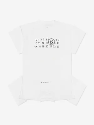 MM6 Maison Margiela Mädchen asymmetrisches T-Shirt-Kleid in Weiß