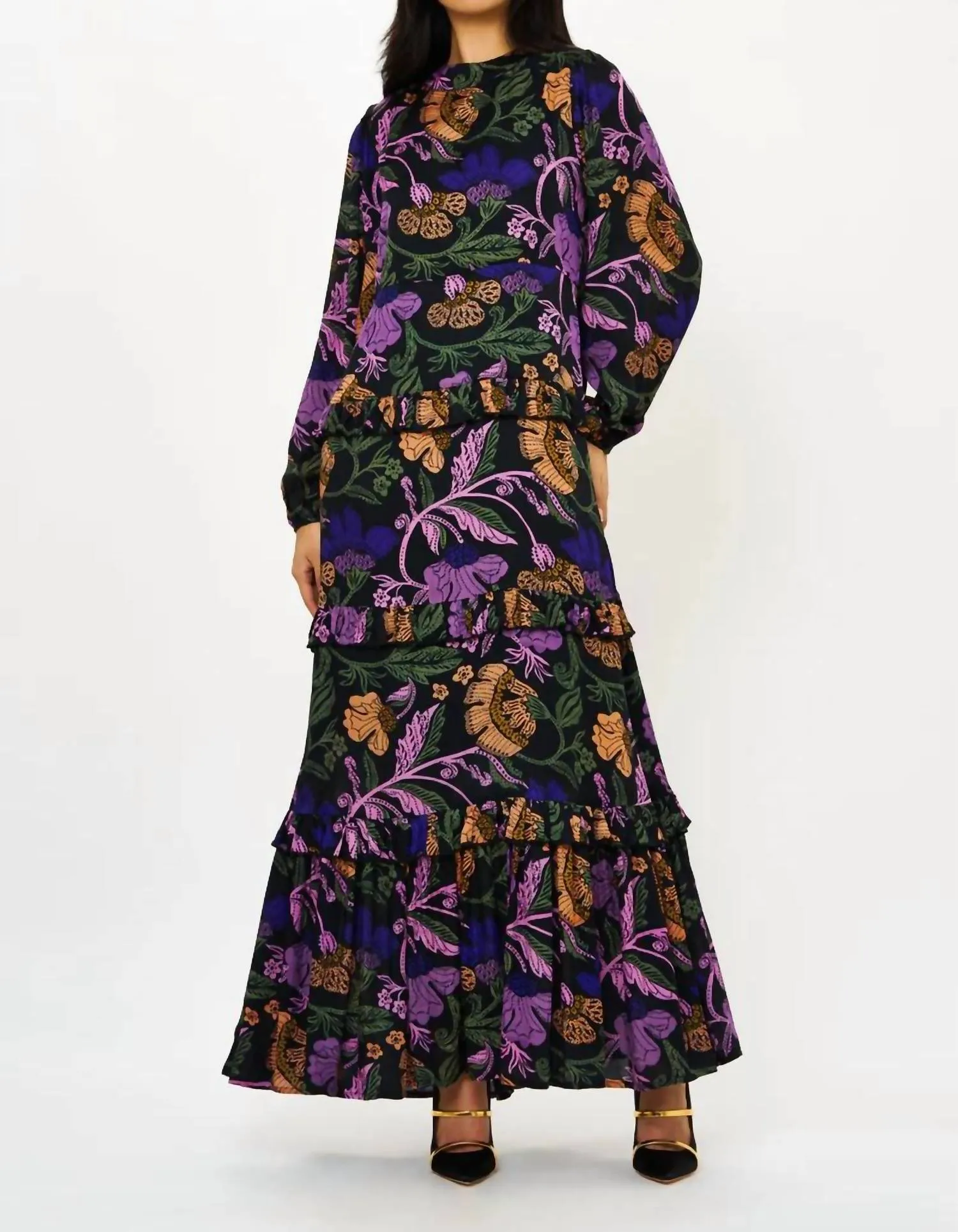 Mock Neck Maxi Dress In Turin Peri