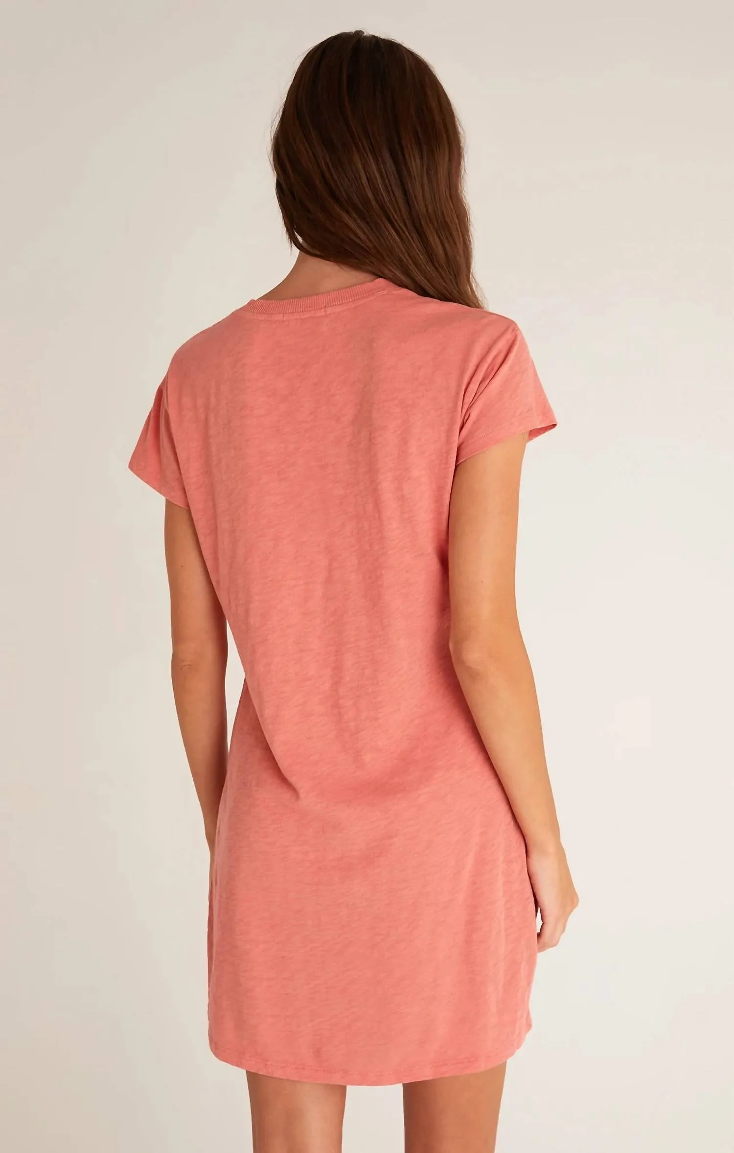 Modern Crew Slub Tee Dress In Canyon Rose