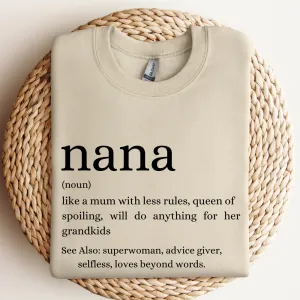 Modern NANA Definition Sweatshirt Grandparent Clothing - grandma outfits sale