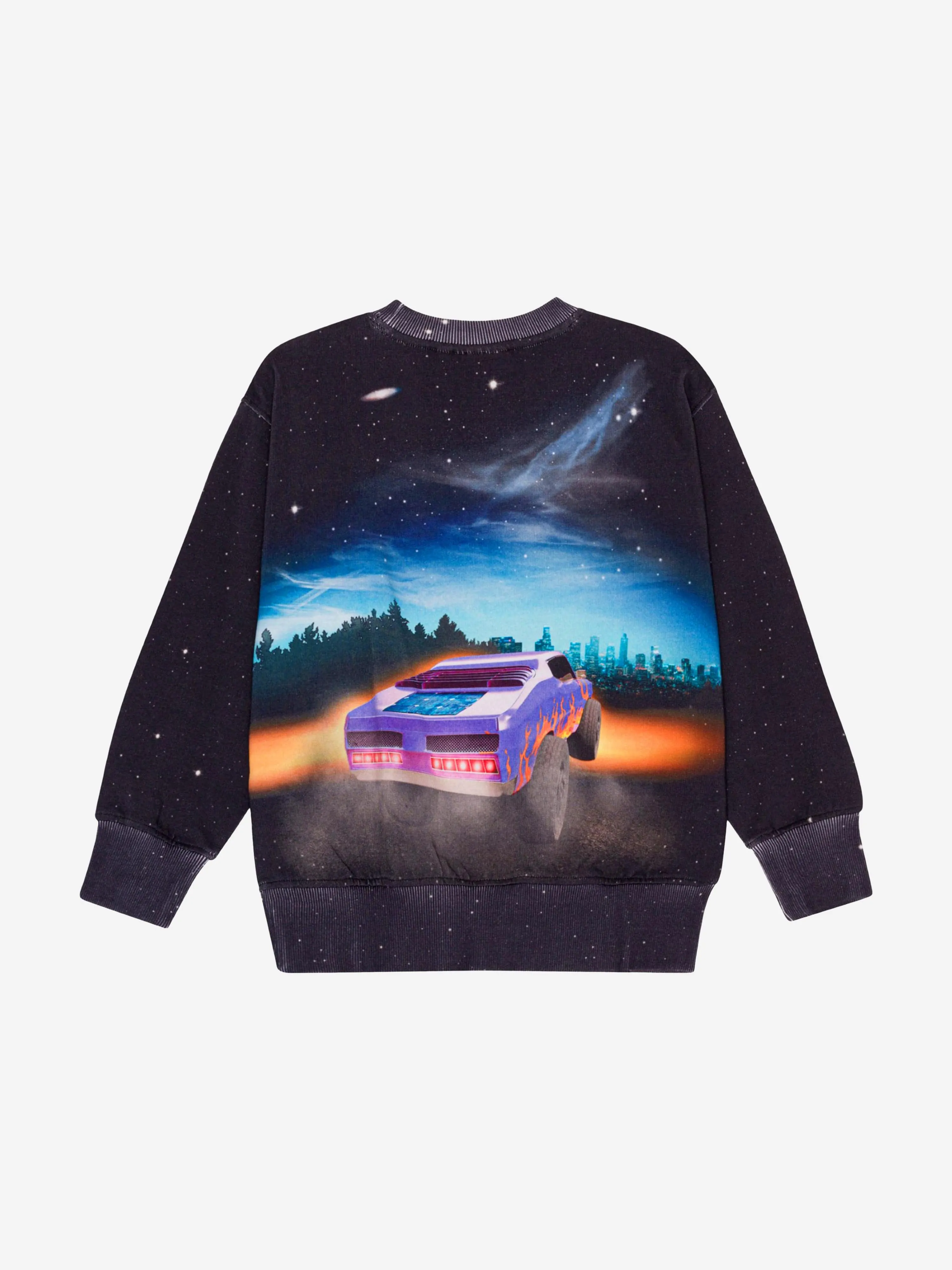 Molo Boys Flammenauto-Print Sweatshirt in Schwarz