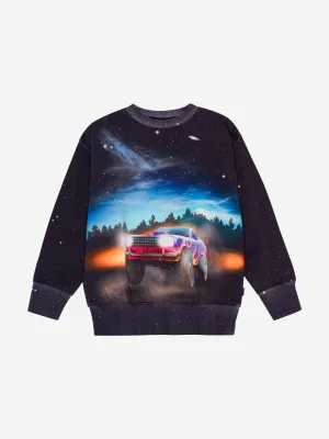 Molo Boys Flammenauto-Print Sweatshirt in Schwarz