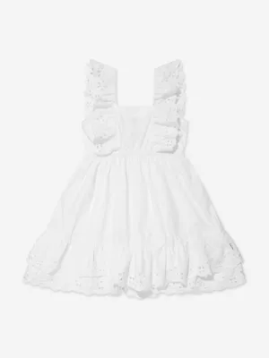 Molo Mädchen Rüschen Schulter Pinafore Kleid in Weiß