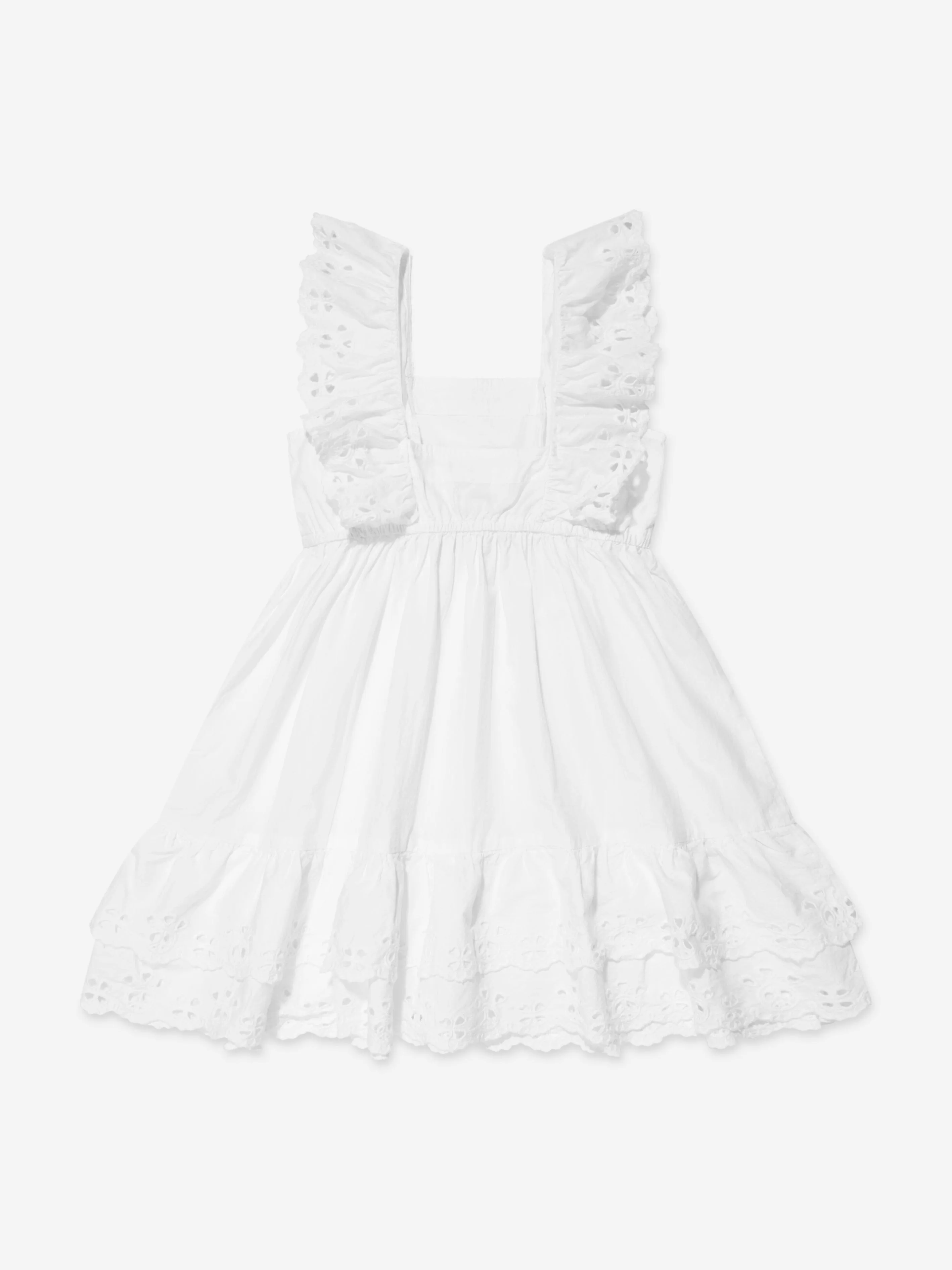 Molo Mädchen Rüschen Schulter Pinafore Kleid in Weiß