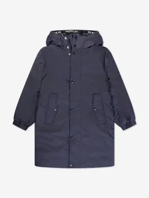 Moncler Enfant Jungen Daunen Iruwa Long Parka Mantel in Marine