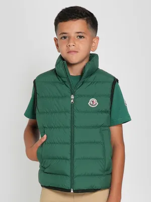 Moncler Enfant Jungen Daunengefütterte Contrin Weste in Grün