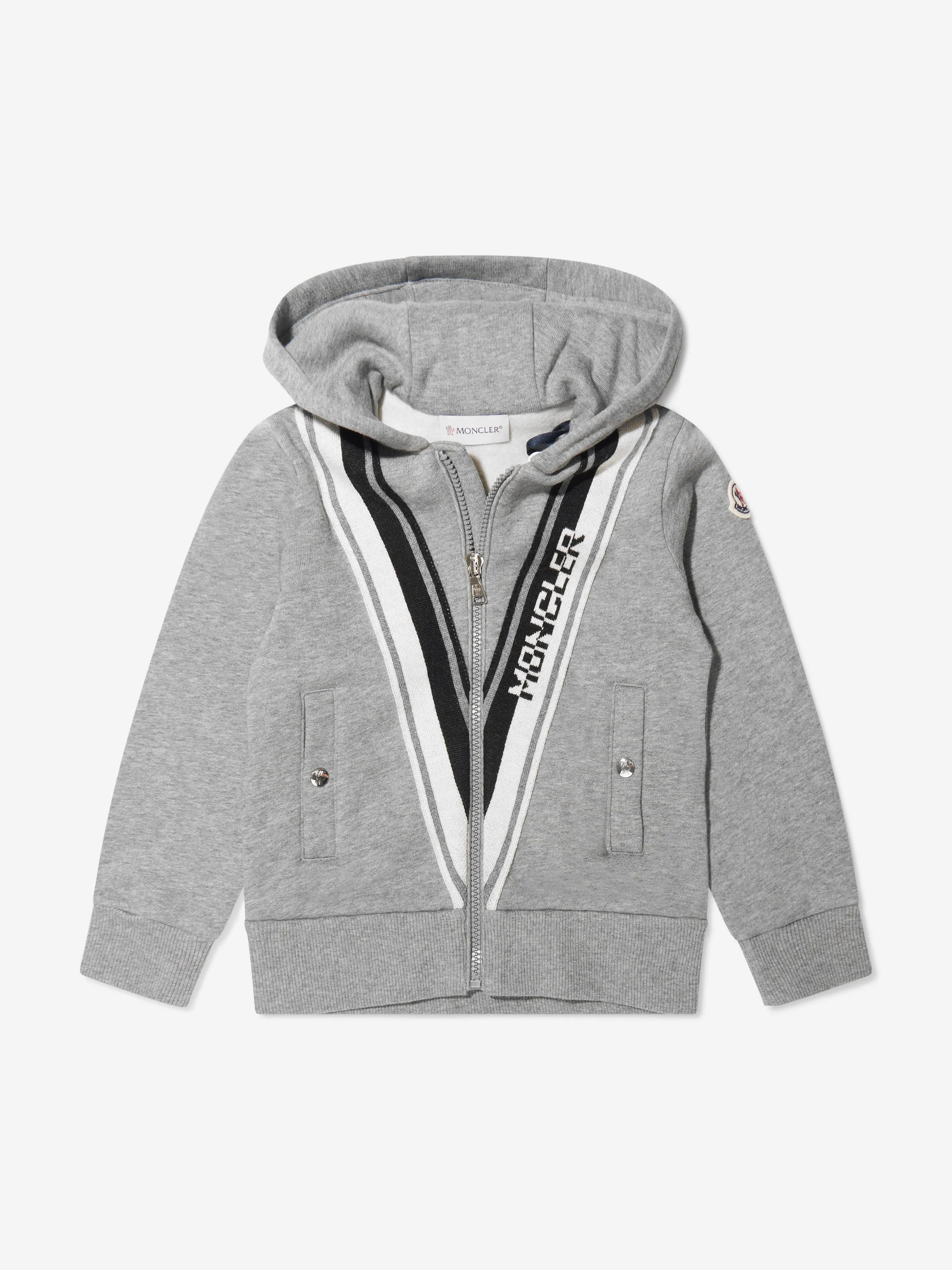Moncler Enfant Jungen Grafik-Logo Kapuzenpullover mit Reißverschluss