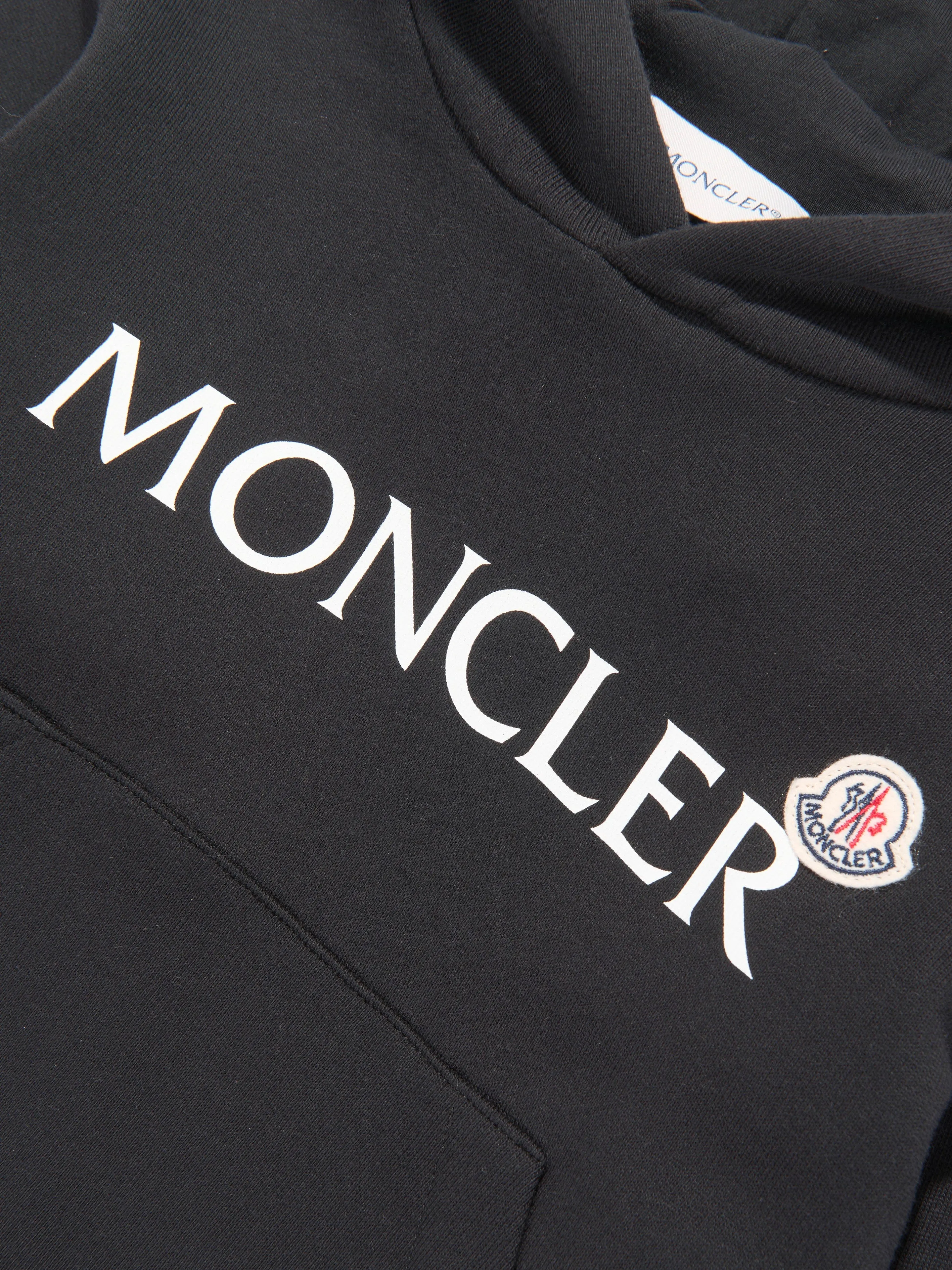 Moncler Enfant Jungen Logo Hoodie in Schwarz