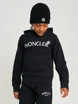 Moncler Enfant Jungen Logo Hoodie in Schwarz