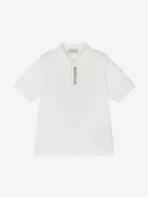 Moncler Enfant Jungen Logo Polo-Shirt in Weiß