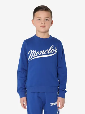 Moncler Enfant Jungen Logo Print Sweatshirt in Blau