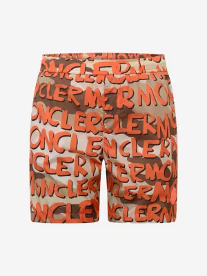 Moncler Enfant Jungen Logo Print Badeshorts