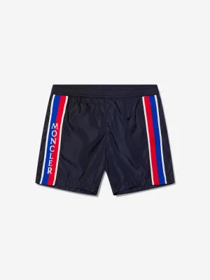 Moncler Enfant Jungen Logo Badehose in Marine
