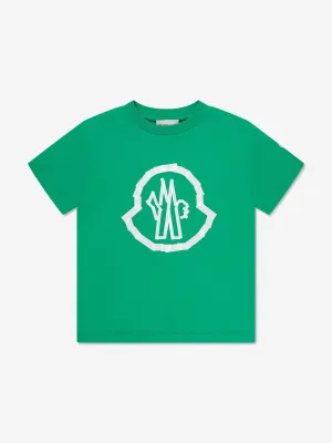 Moncler Enfant Jungen Logo T-Shirt in Grün