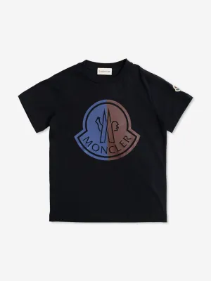 Moncler Enfant Jungen Logo T-Shirt in Marineblau