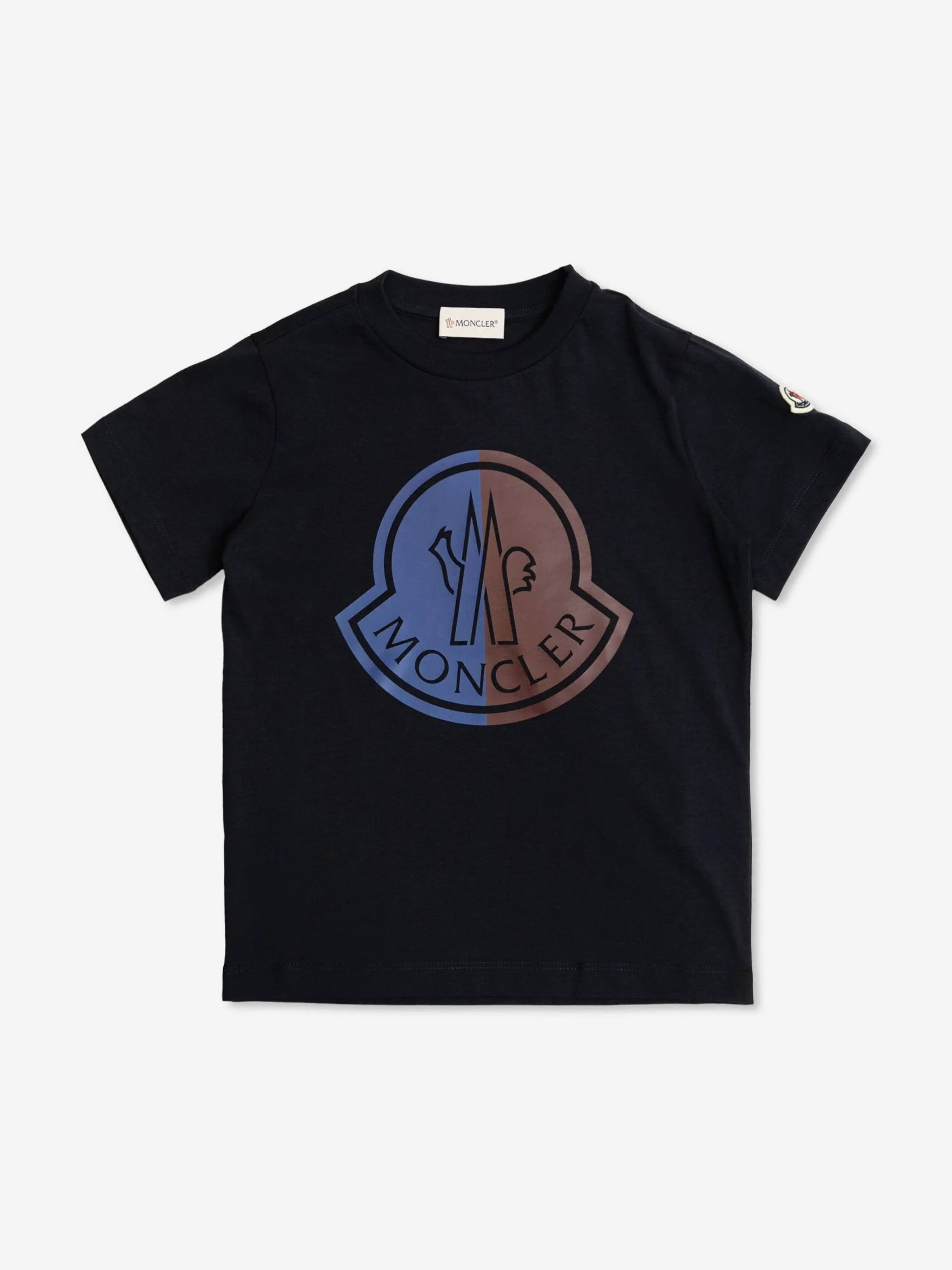 Moncler Enfant Jungen Logo T-Shirt in Marineblau
